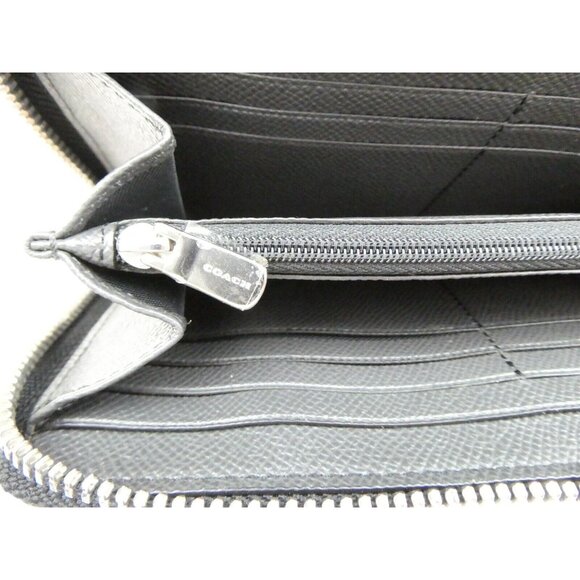 Coach Signature Black Smoke Bird Print Zip Around Accordion Wallet F23400 - Picture 9 of 13